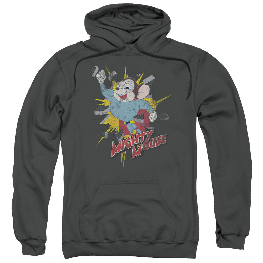 MIGHTY MOUSE/BREAK THROUGH - ADULT PULLOVER HOODIE - CHARCOAL