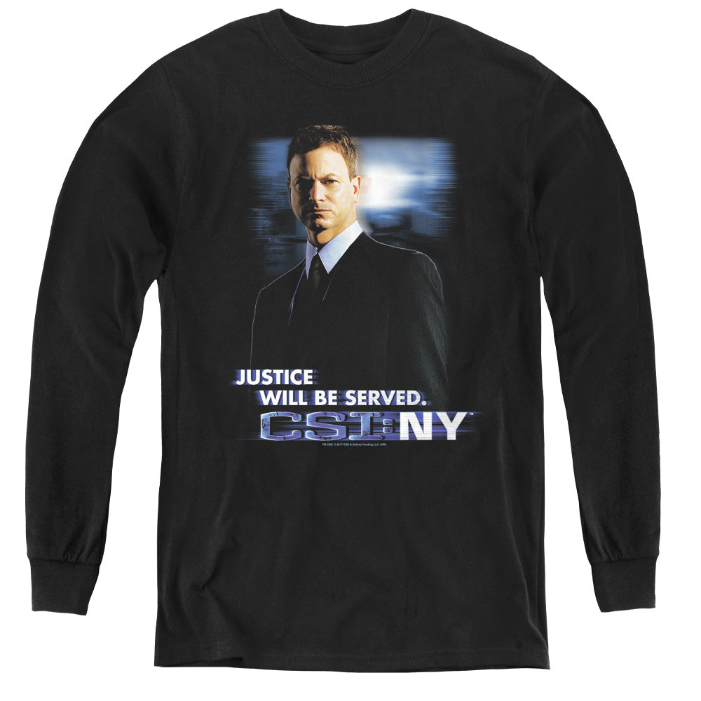 CSI:NY/JUSTICE SERVED - YOUTH LONG SLEEVE TEE - BLACK