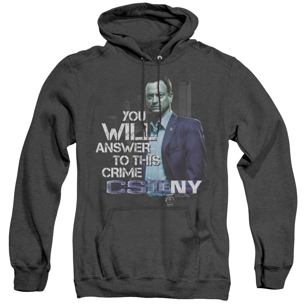 CSI NY/YOU WILL ANSWER - ADULT HEATHER HOODIE - BLACK