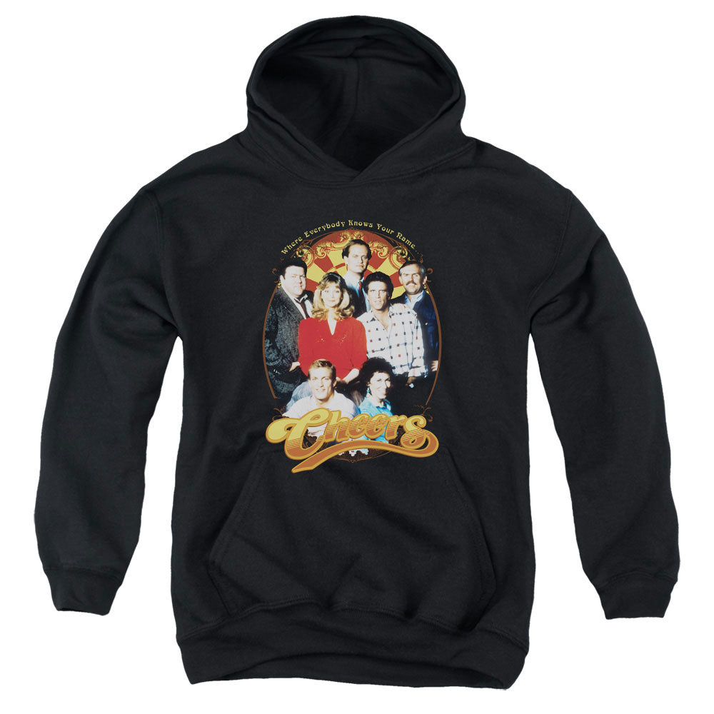 CHEERS/GROUP SHOT - YOUTH PULLOVER HOODIE - BLACK