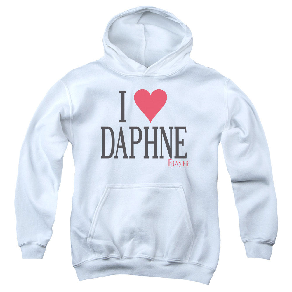 FRASIER/I HEART DAPHNE - YOUTH PULLOVER HOODIE - WHITE