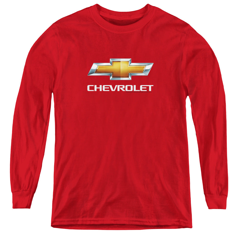 CHEVROLET/CHEVY BOWTIE STACKED - YOUTH LONG SLEEVE TEE - RED
