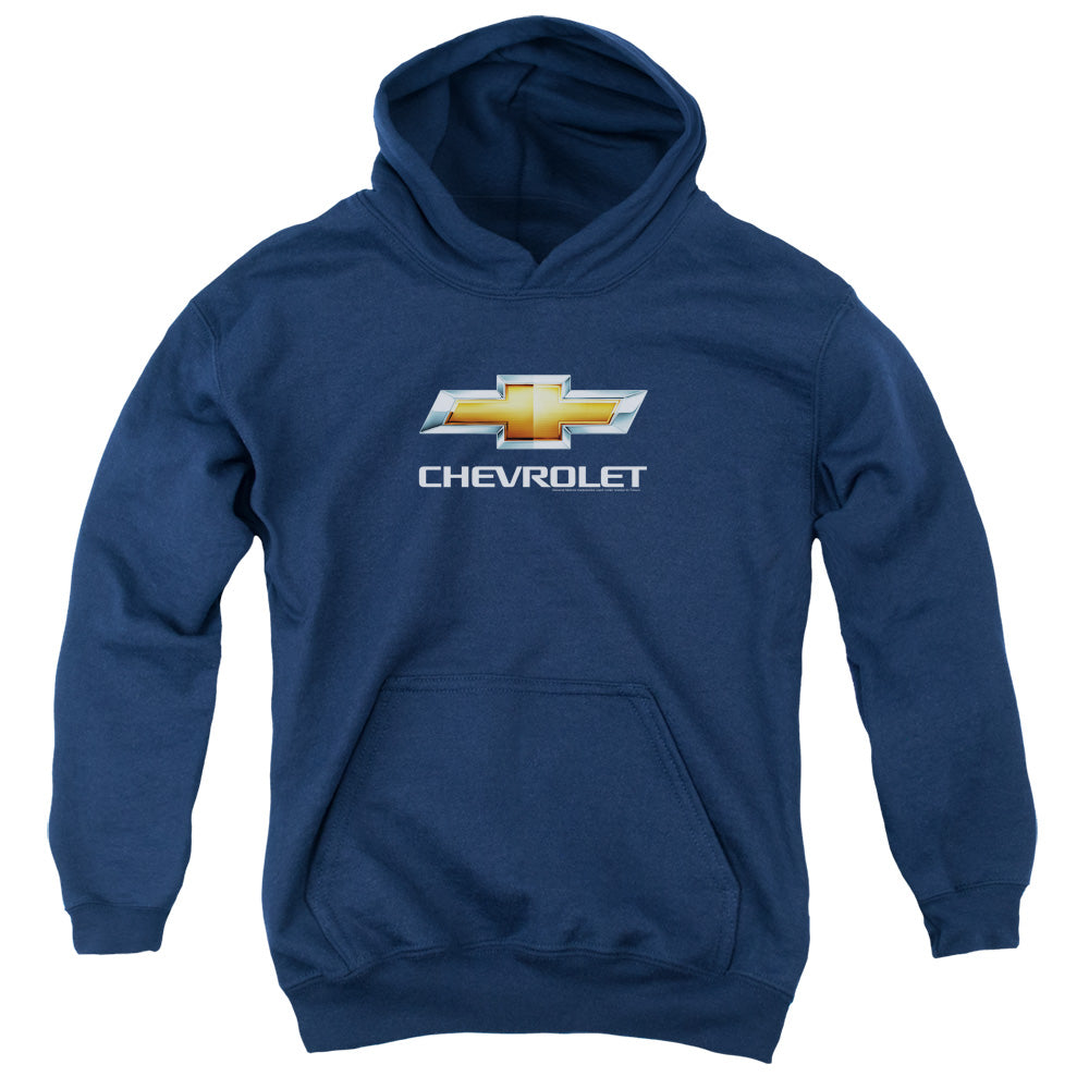 CHEVROLET/CHEVY BOWTIE STACKED - YOUTH PULLOVER HOODIE - NAVY
