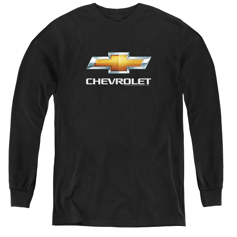CHEVROLET/CHEVY BOWTIE STACKED - YOUTH LONG SLEEVE TEE - BLACK