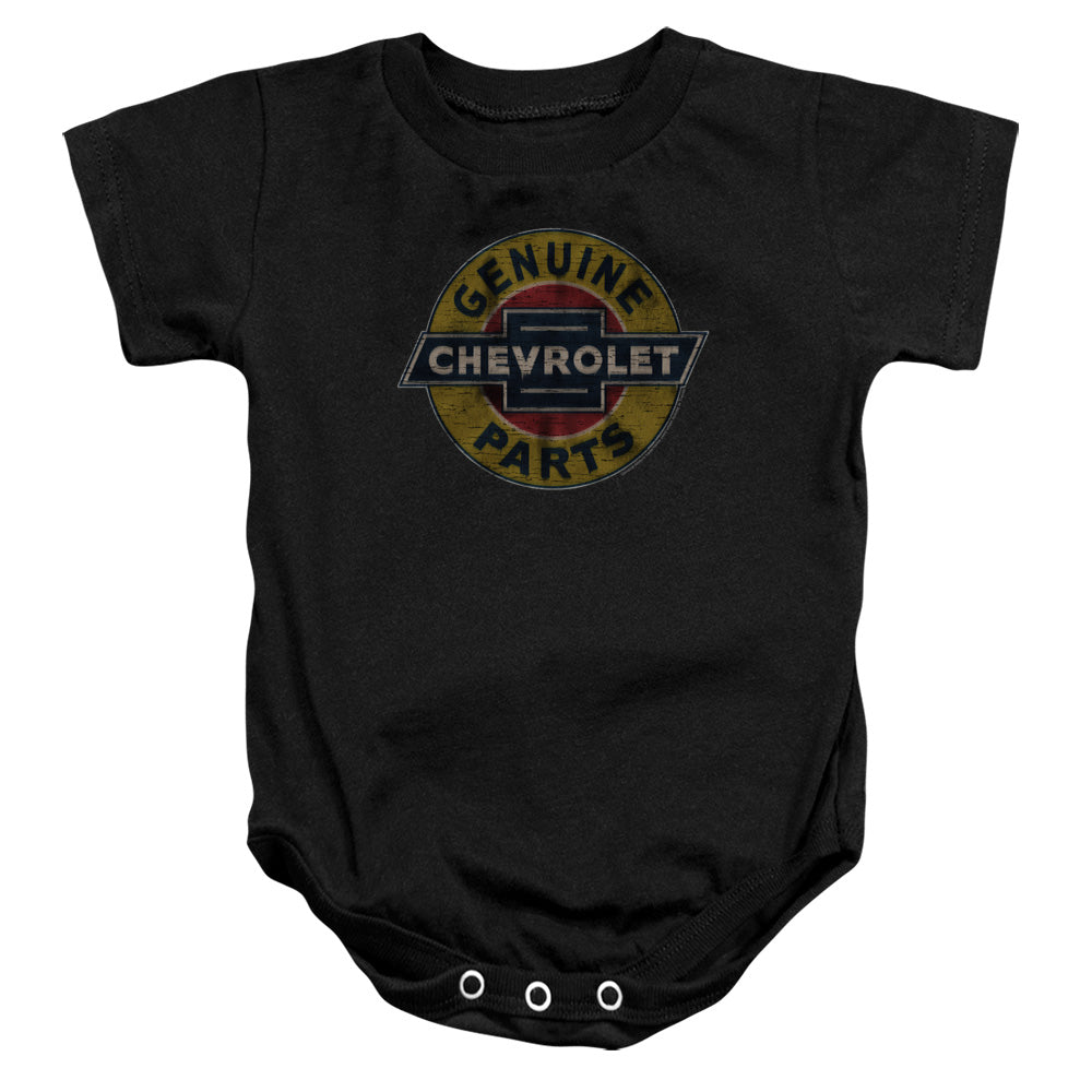 CHEVROLET/GENUINE CHEVY PARTS DISTRESSED SIGN - INFANT SNAPSUIT - BLACK