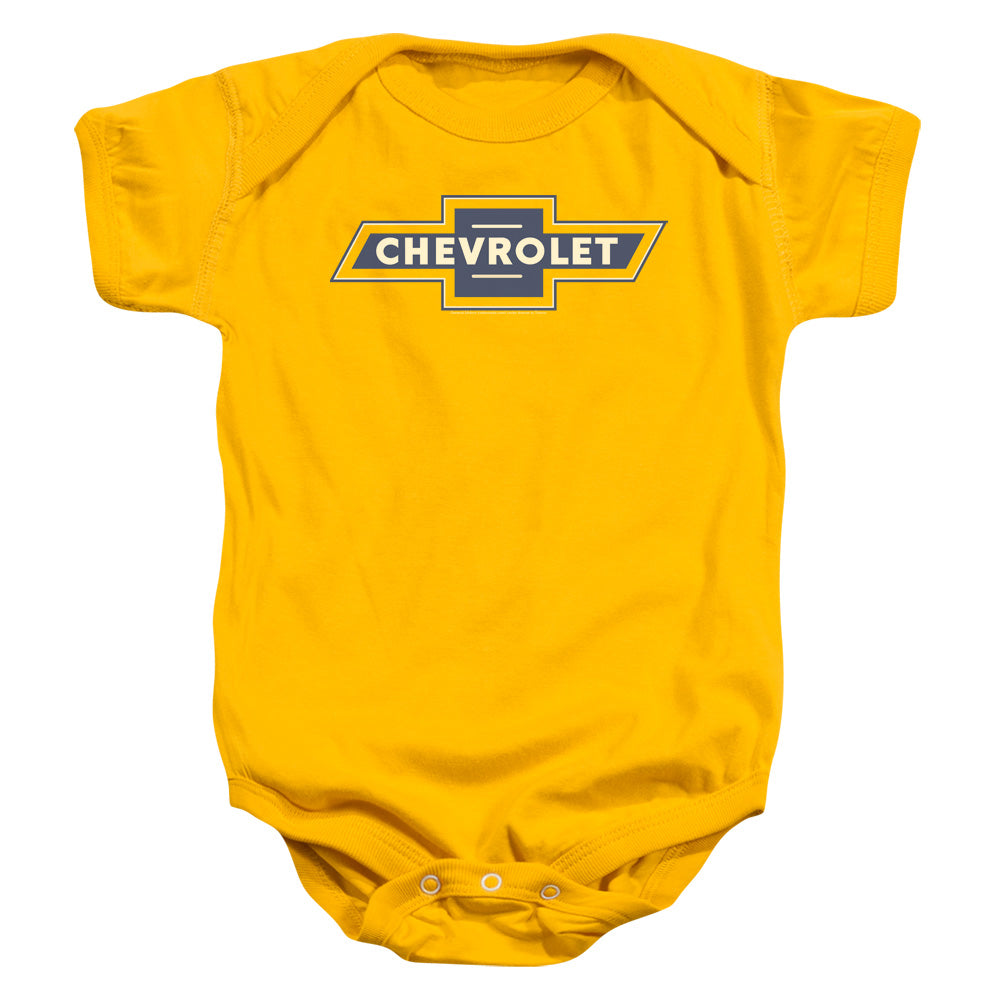 CHEVROLET/BLUE AND GOLD VINTAGE BOWTIE - INFANT SNAPSUIT - GOLD