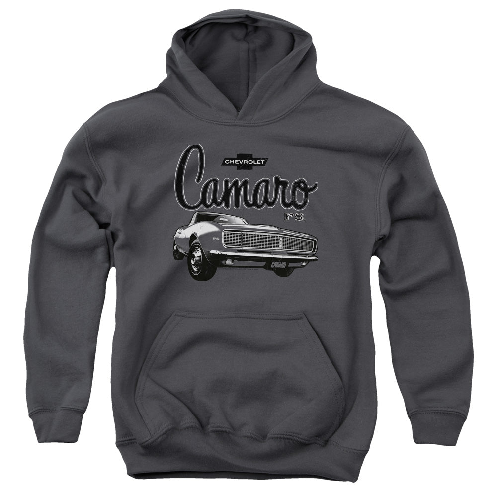 CHEVROLET/SCRIPT CAR - YOUTH PULLOVER HOODIE - CHARCOAL