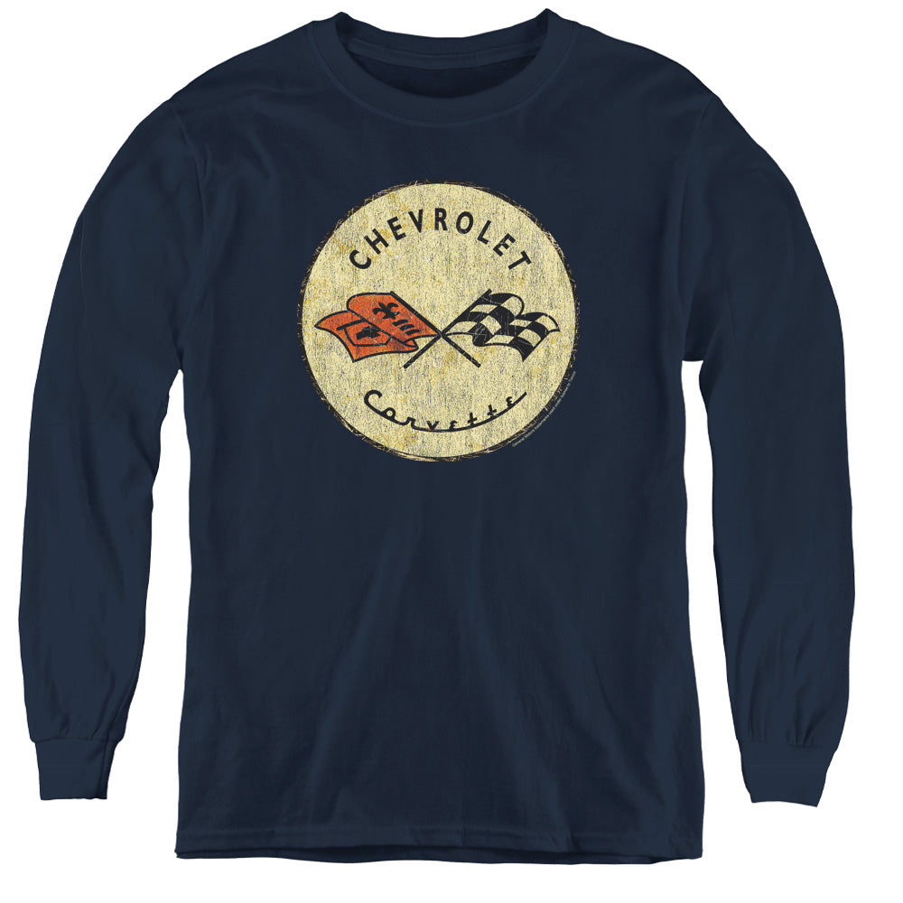 CHEVROLET/OLD VETTE - YOUTH LONG SLEEVE TEE - NAVY