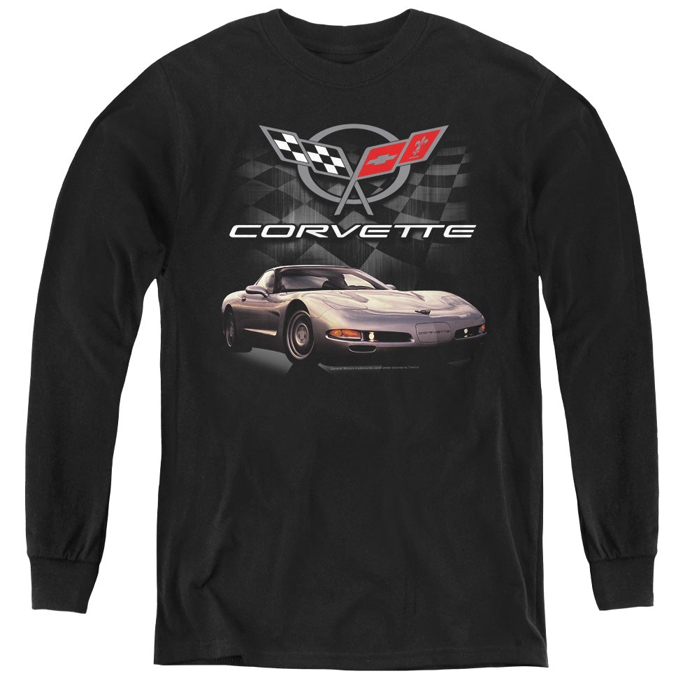 CHEVROLET/CHECKERED PAST - YOUTH LONG SLEEVE TEE - BLACK