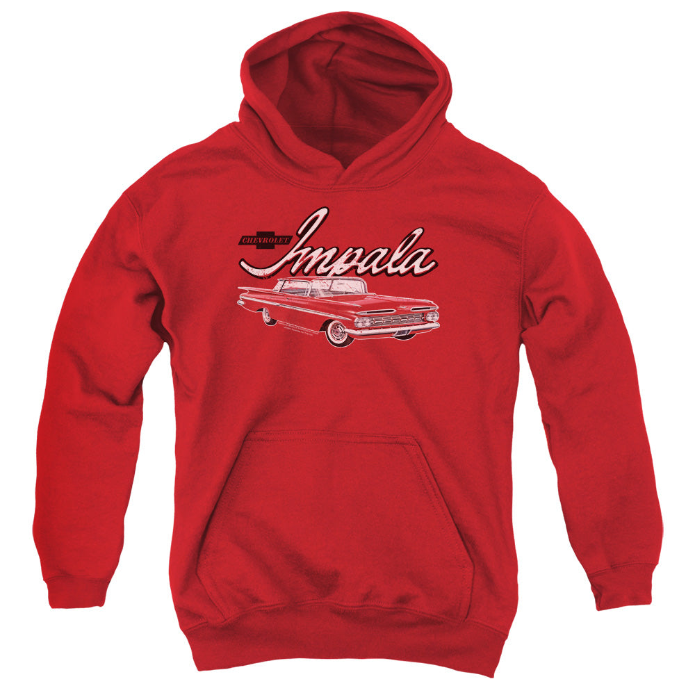 CHEVROLET/CLASSIC IMPALA - YOUTH PULLOVER HOODIE - RED