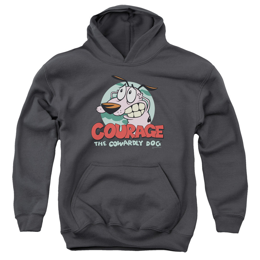 COURAGE THE COWARDLY DOG/COURAGE - YOUTH PULLOVER HOODIE - CHARCOAL