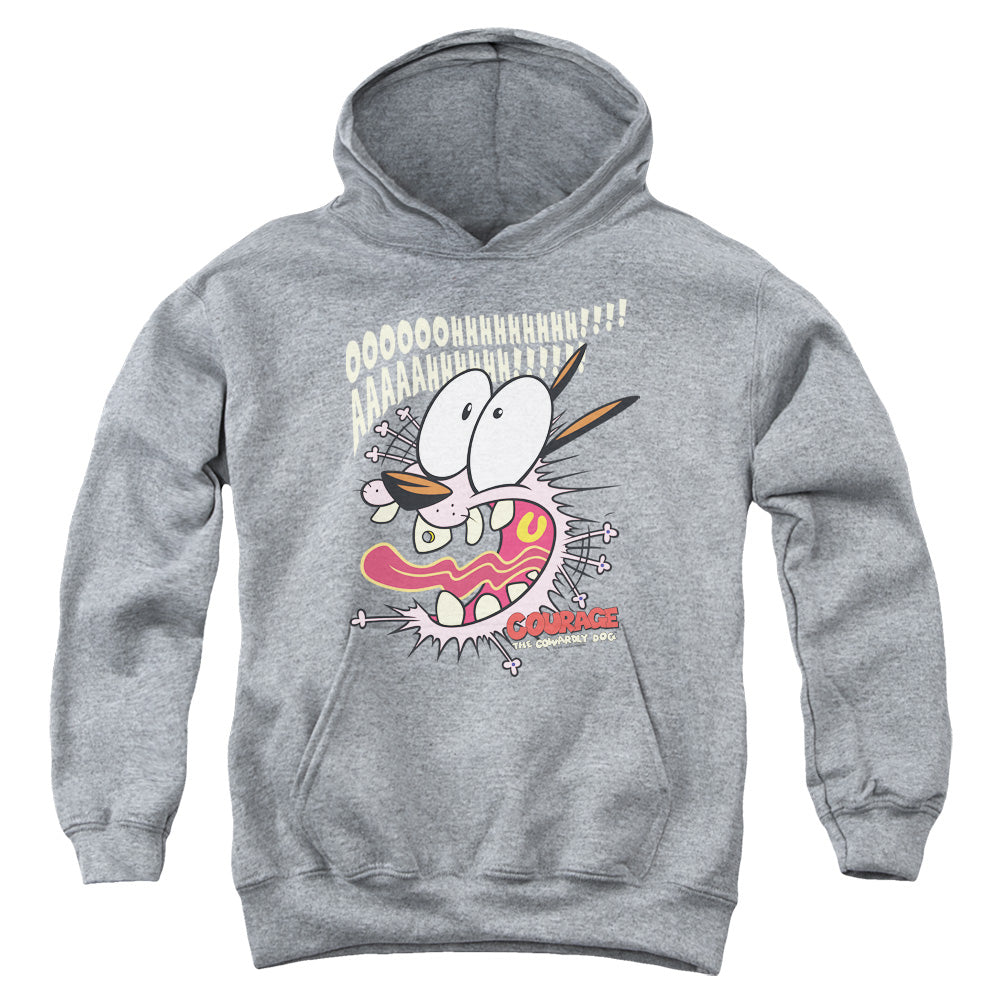 COURAGE THE COWARDLY DOG/SCAREDY DOG - YOUTH PULLOVER HOODIE - ATHLETIC HEATHER