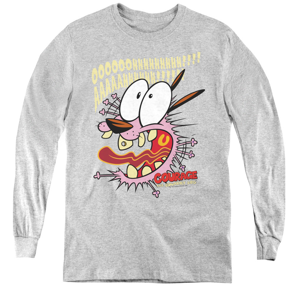 COURAGE THE COWARDLY DOG/SCAREDY DOG - YOUTH LONG SLEEVE TEE - ATHLETIC HEATHER