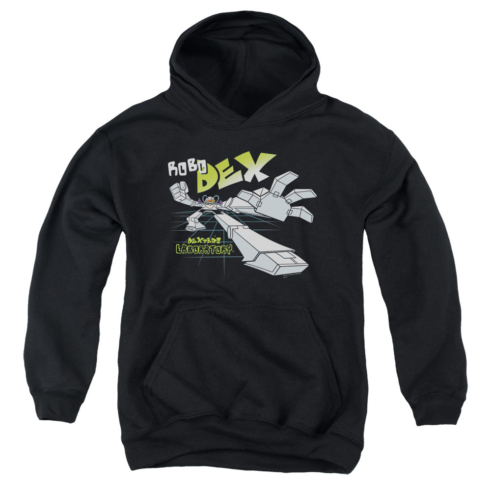 DEXTERS LABORATORY/ROBO DEX - YOUTH PULLOVER HOODIE - BLACK