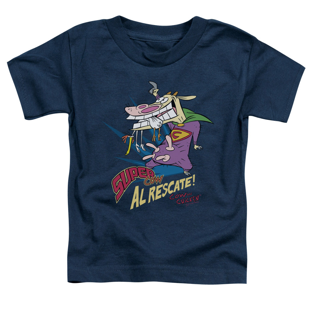 COW AND CHICKEN/SUPER COW - S/S TODDLER TEE - NAVY