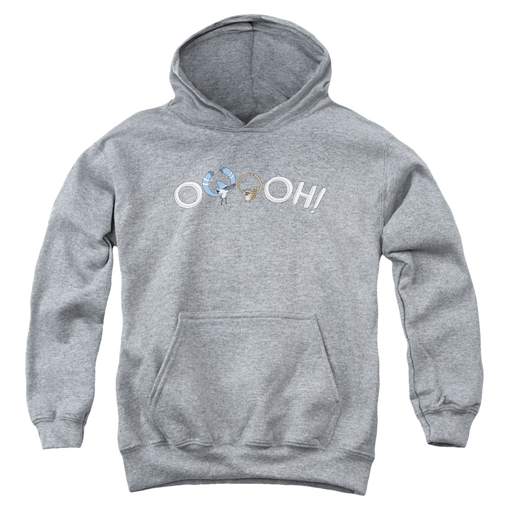 REGULAR SHOW/OOOOH - YOUTH PULLOVER HOODIE - ATHLETIC HEATHER