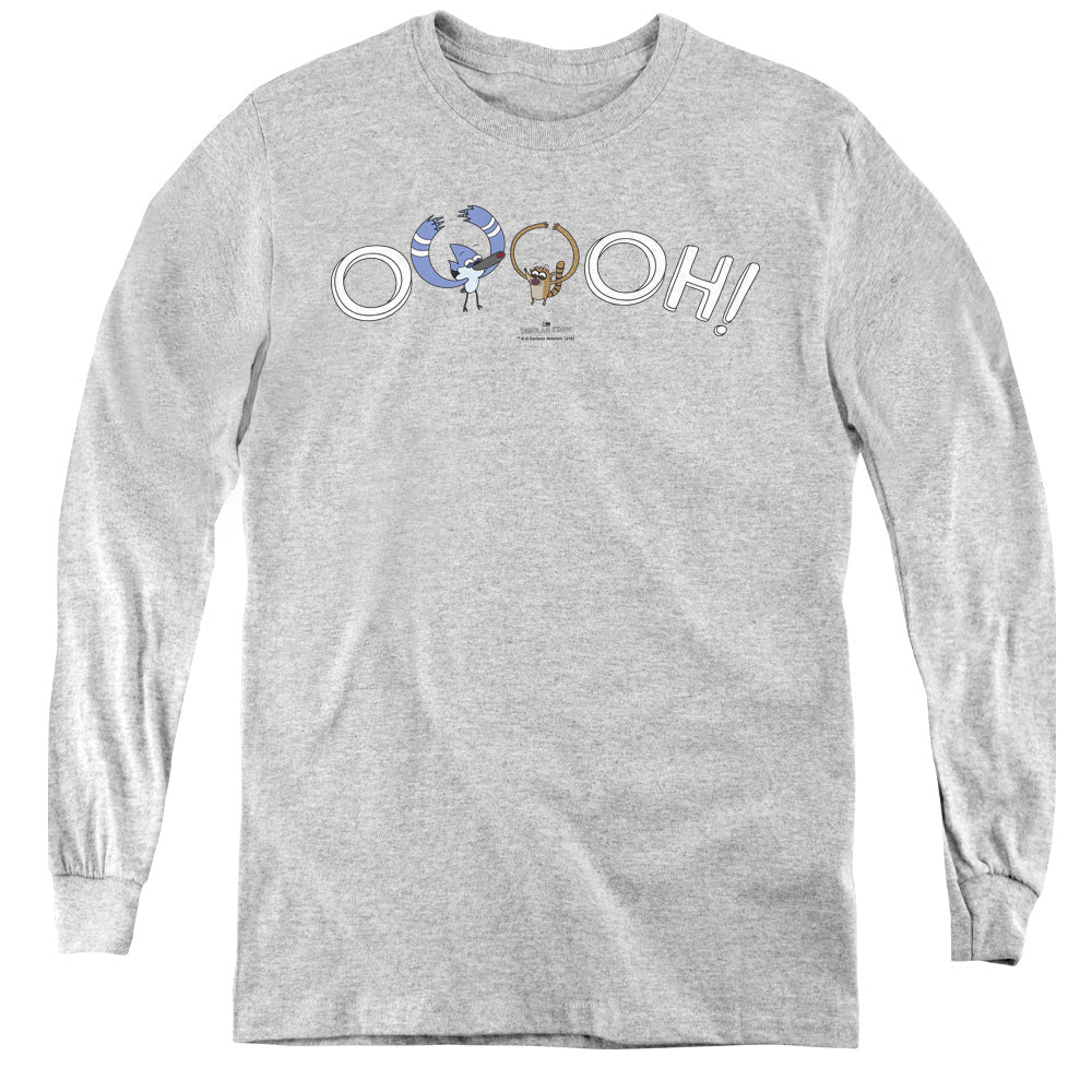 REGULAR SHOW/OOOOH - YOUTH LONG SLEEVE TEE - ATHLETIC HEATHER
