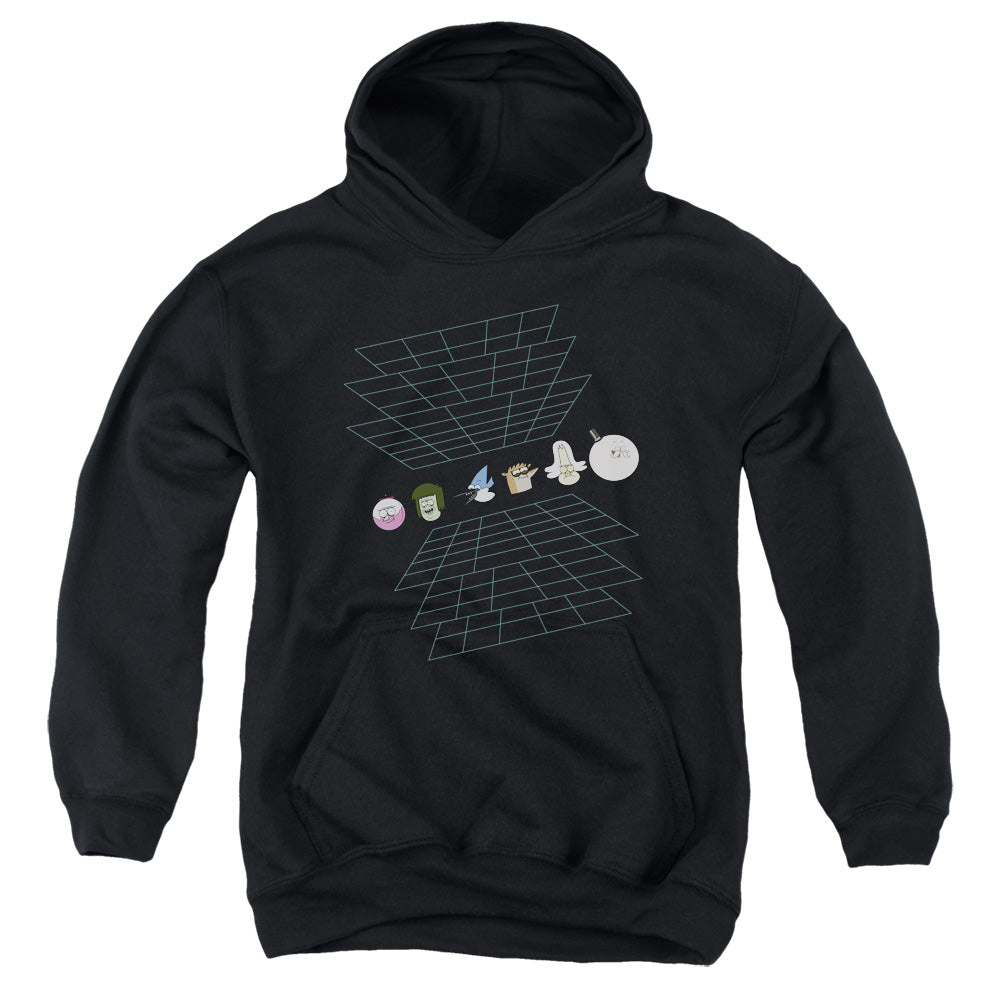 REGULAR SHOW/REGULAR GRID - YOUTH PULLOVER HOODIE - BLACK
