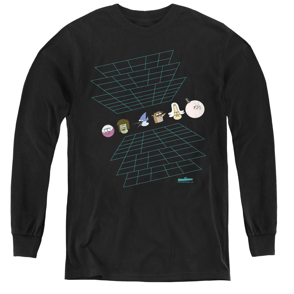 REGULAR SHOW/REGULAR GRID - YOUTH LONG SLEEVE TEE - BLACK
