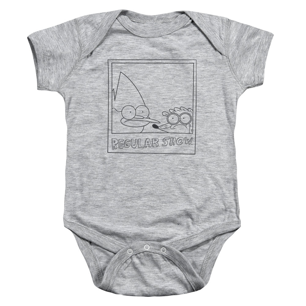 REGULAR SHOW/POLOROID - INFANT SNAPSUIT - ATHLETIC HEATHER