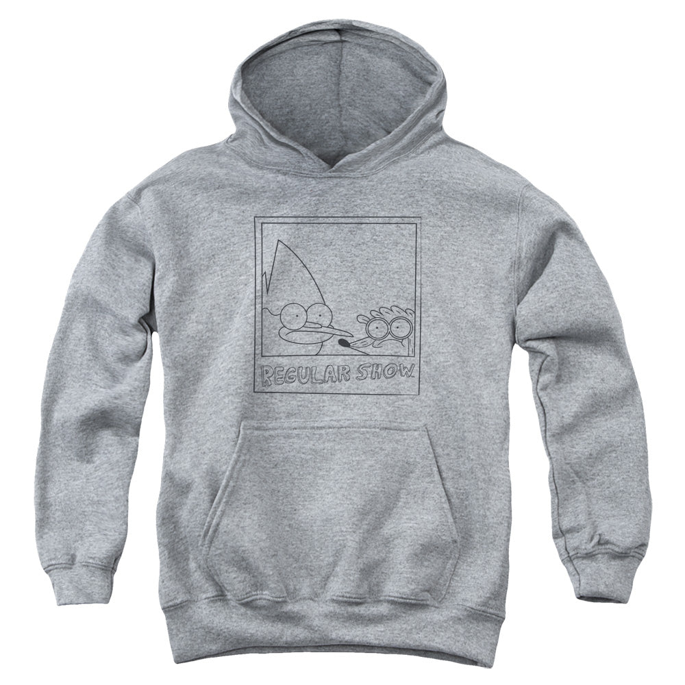 REGULAR SHOW/POLOROID - YOUTH PULLOVER HOODIE - ATHLETIC HEATHER