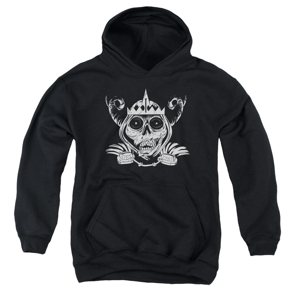 ADVENTURE TIME/SKULL FACE - YOUTH PULLOVER HOODIE - BLACK