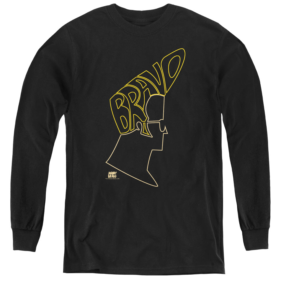 JOHNNY BRAVO/BRAVO HAIR - YOUTH LONG SLEEVE TEE - BLACK