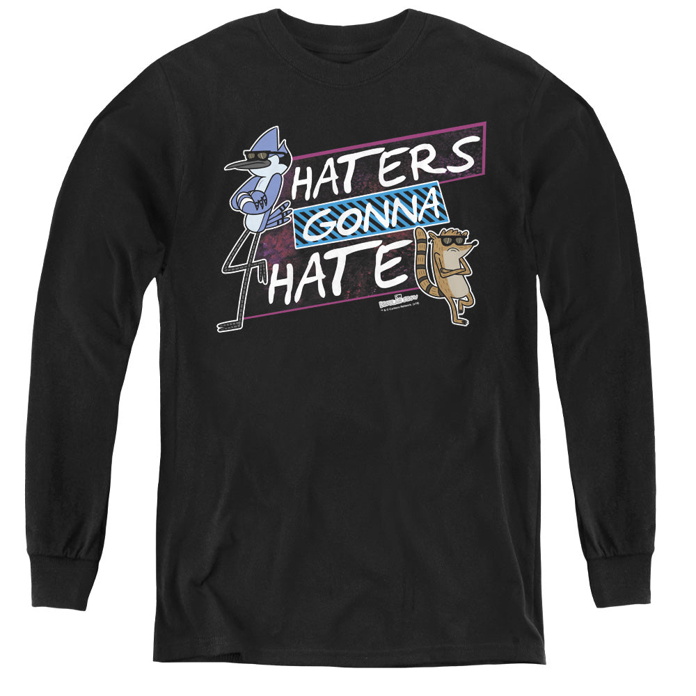 REGULAR SHOW/HATERS GONNA HATE - YOUTH LONG SLEEVE TEE - BLACK