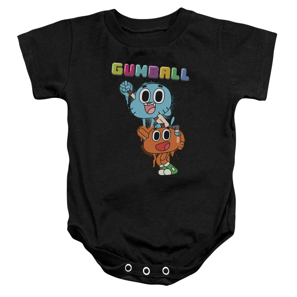 AMAZING WORLD OF GUMBALL/GUMBALL SPRAY - INFANT SNAPSUIT - BLACK