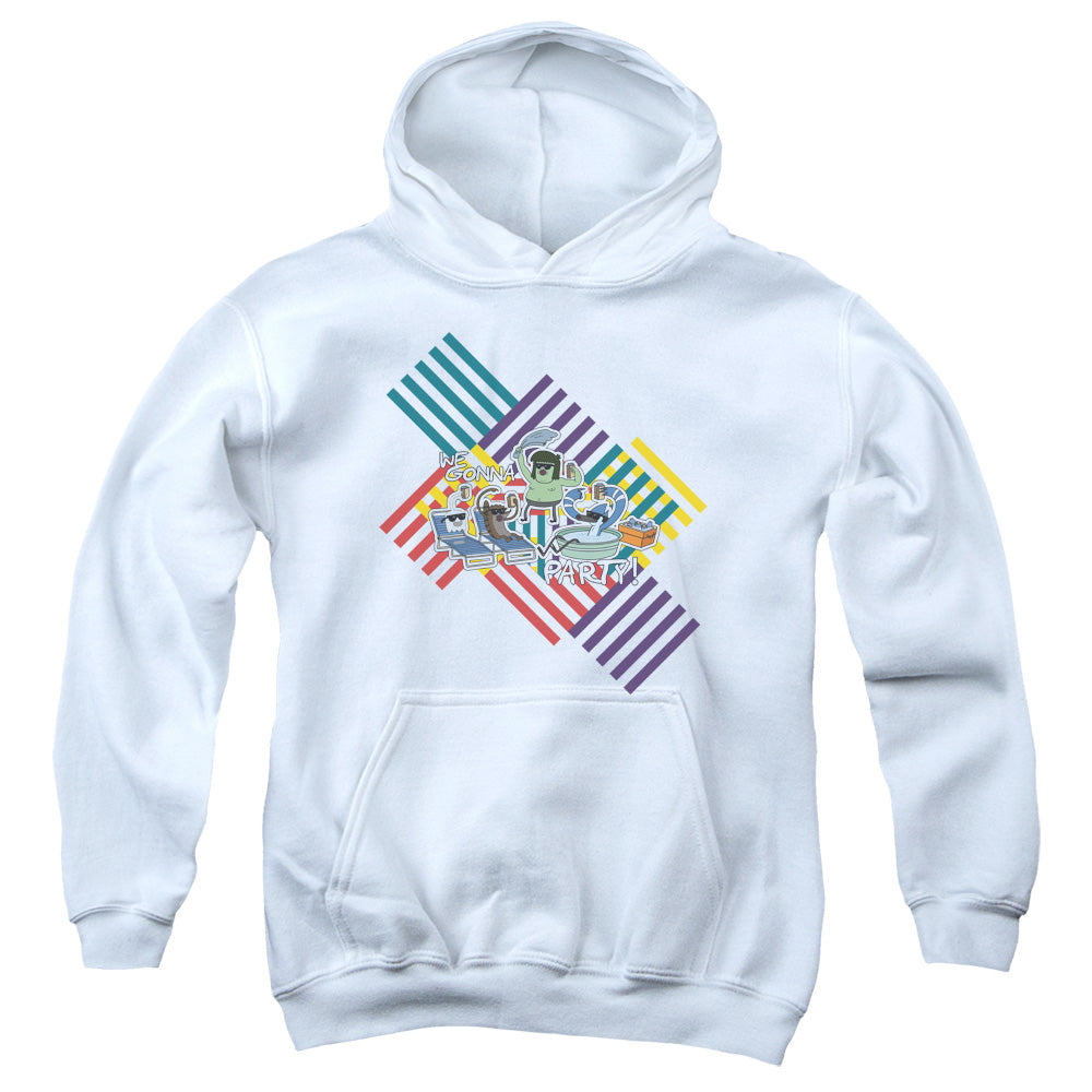 REGULAR SHOW/WE GONNA PARTY - YOUTH PULLOVER HOODIE - WHITE