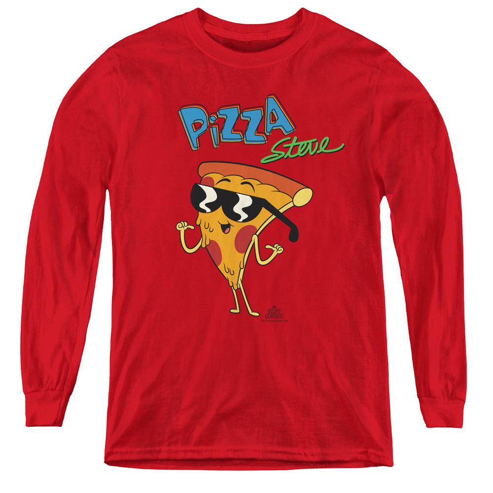 UNCLE GRANDPA/PIZZA STEVE - YOUTH LONG SLEEVE TEE - RED