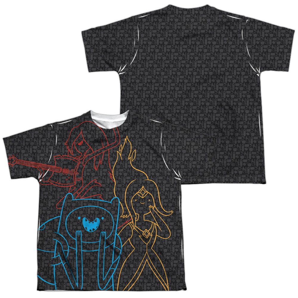 ADVENTURE TIME/ADVENTURE TRIO (FRONT/BACK PRINT) - S/S YOUTH POLY CREW - MULTI
