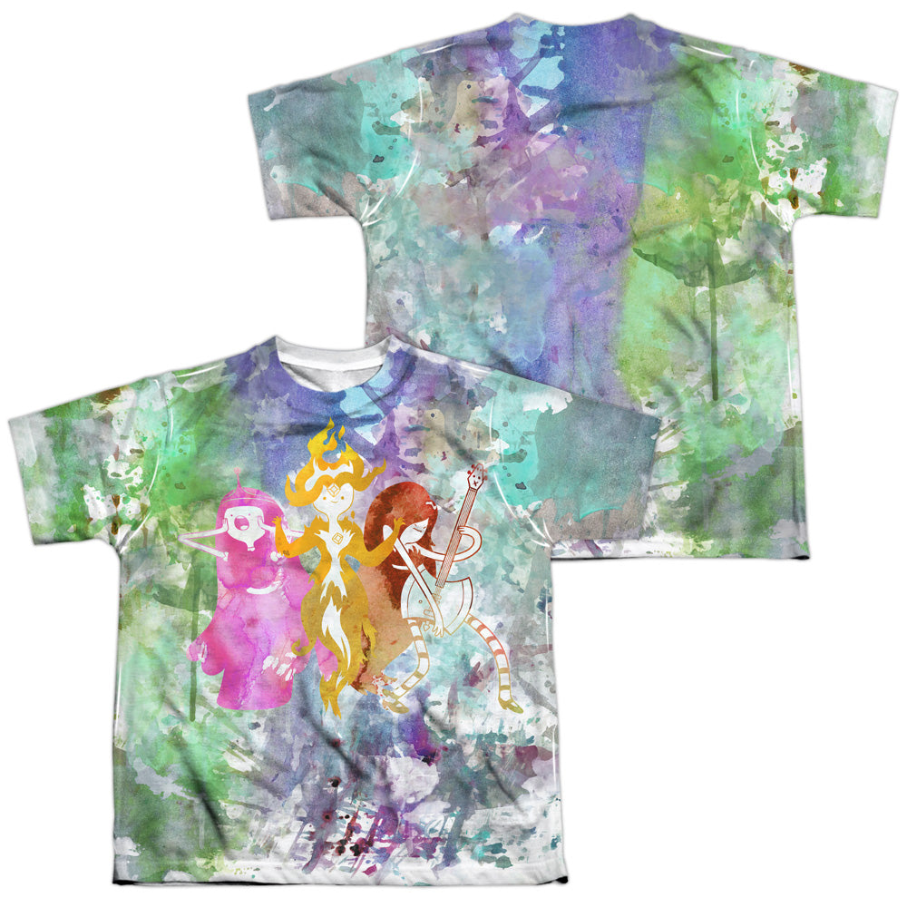 ADVENTURE TIME/THREE LADIES (FRONT/BACK PRINT) - S/S YOUTH POLY CREW - MULTI