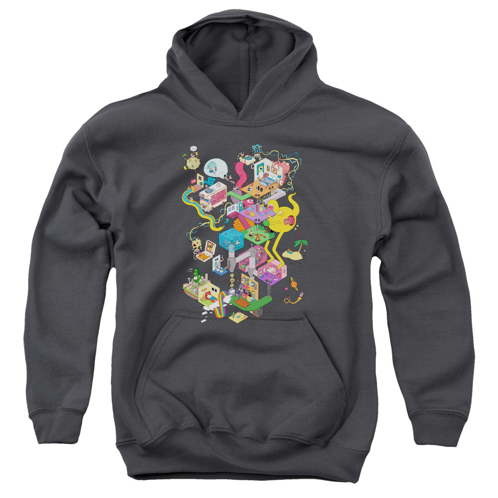 UNCLE GRANDPA/INSIDE THE RV - YOUTH PULLOVER HOODIE - CHARCOAL