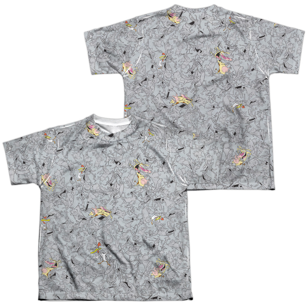 COW AND CHICKEN/COW CHICKEN PATTERN (FRONT/BACK PRINT) - S/S YOUTH POLY CREW - MULTI