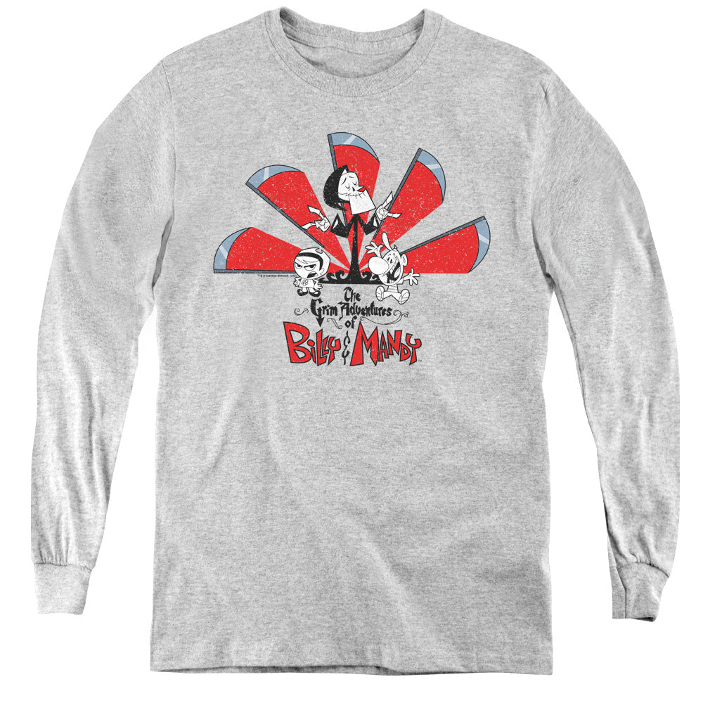 GRIM ADVENTURES OF BILLY AND MANDY/GRIM ADVENTURES - YOUTH LONG SLEEVE TEE - ATHLETIC HEATHER