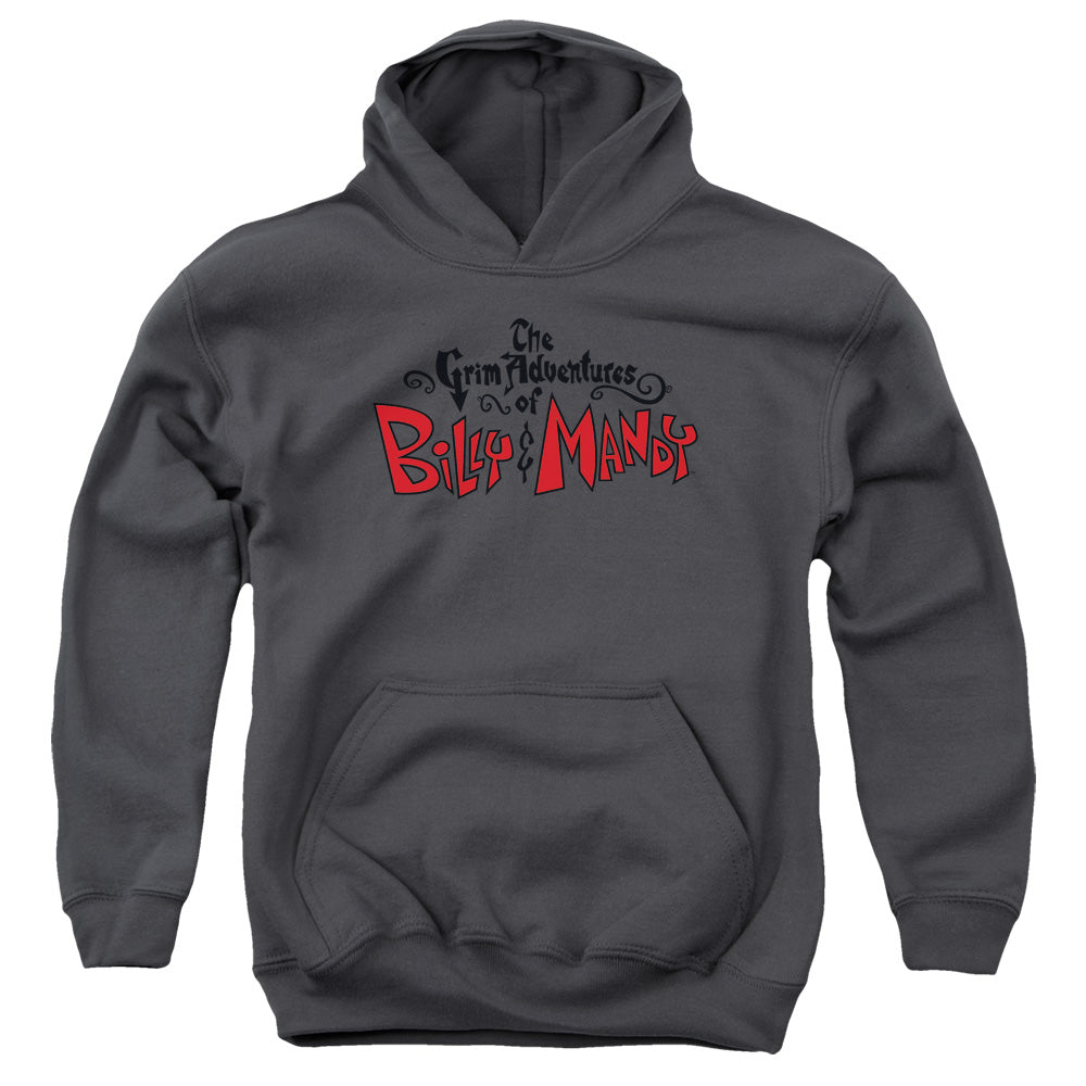 GRIM ADVENTURES OF BILLY AND MANDY/GRIM  LOGO - YOUTH PULLOVER HOODIE - CHARCOAL
