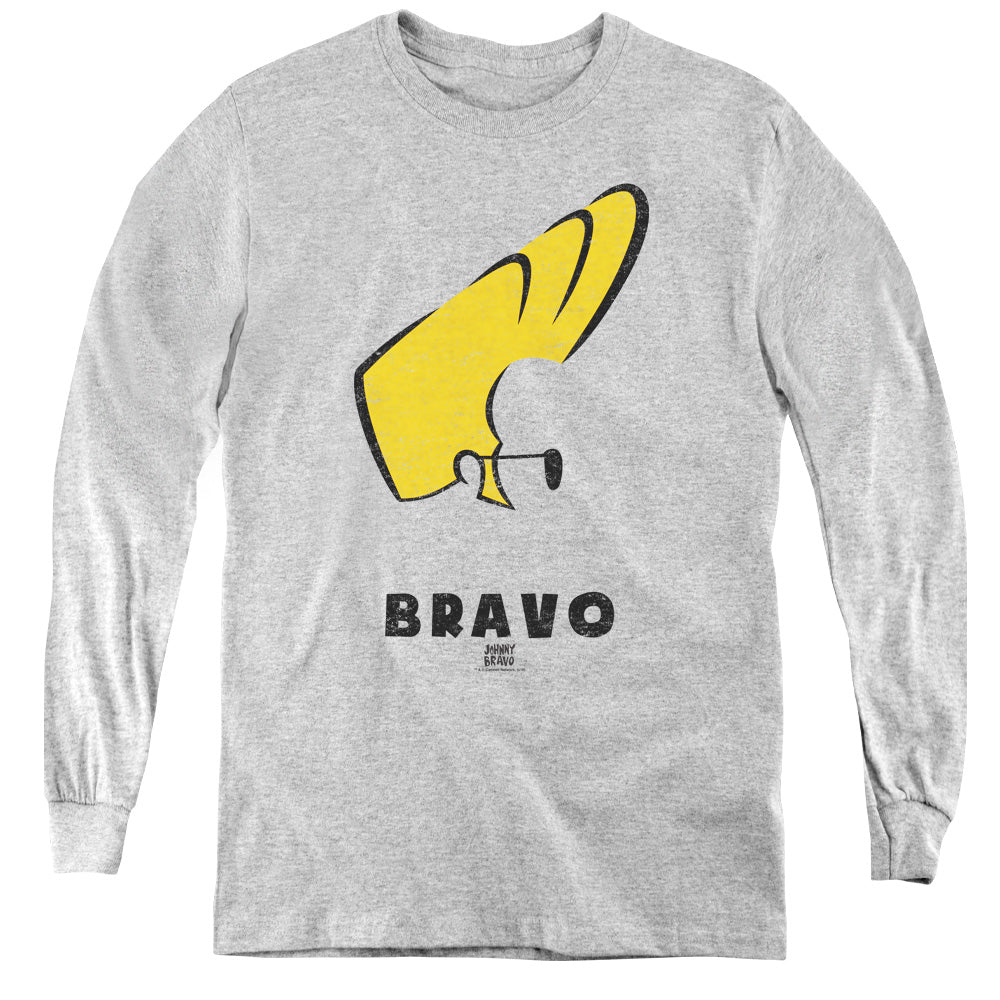 JOHNNY BRAVO/JOHNNY HAIR - YOUTH LONG SLEEVE TEE - ATHLETIC HEATHER