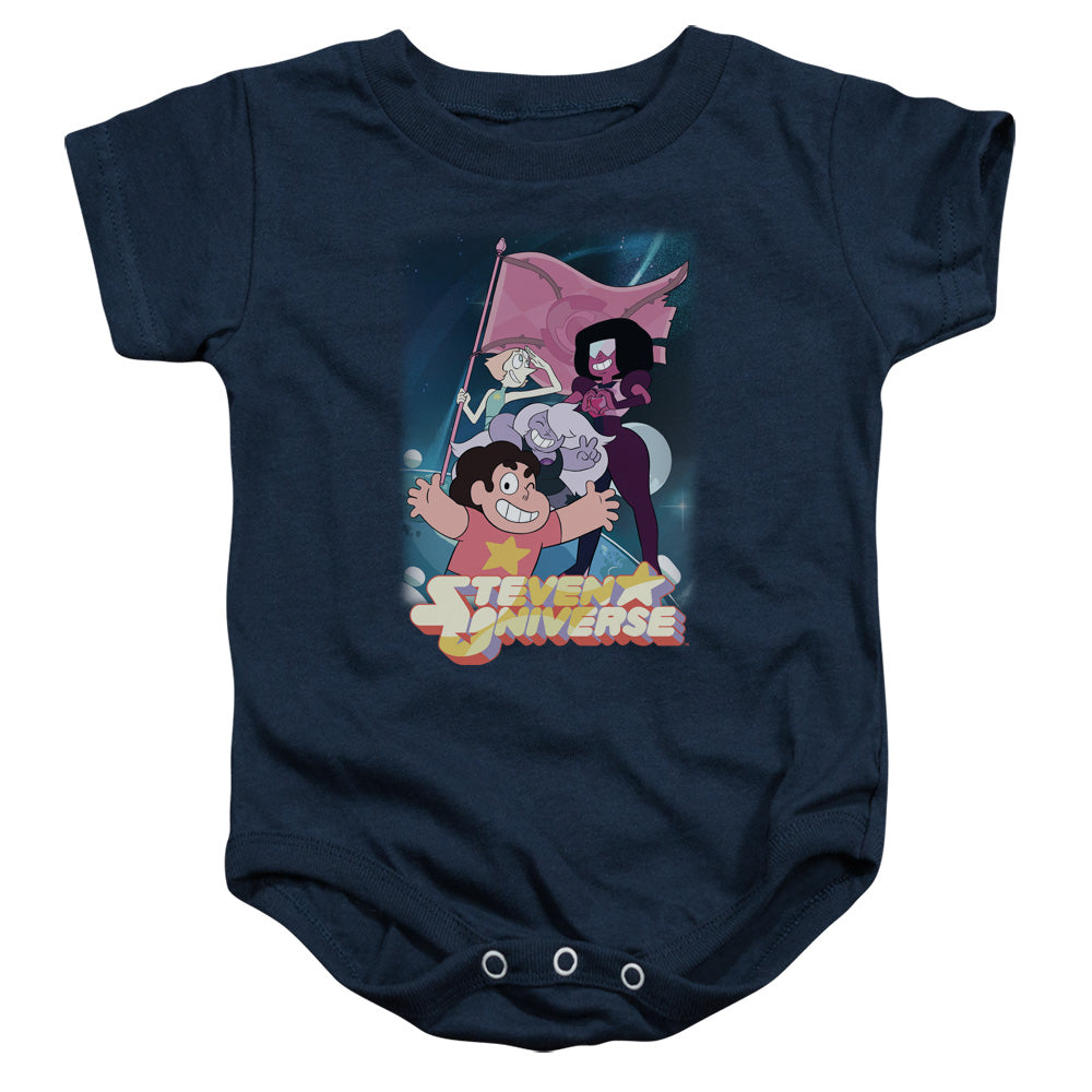 STEVEN UNIVERSE/CRYSTAL GEM FLAG - INFANT SNAPSUIT - NAVY
