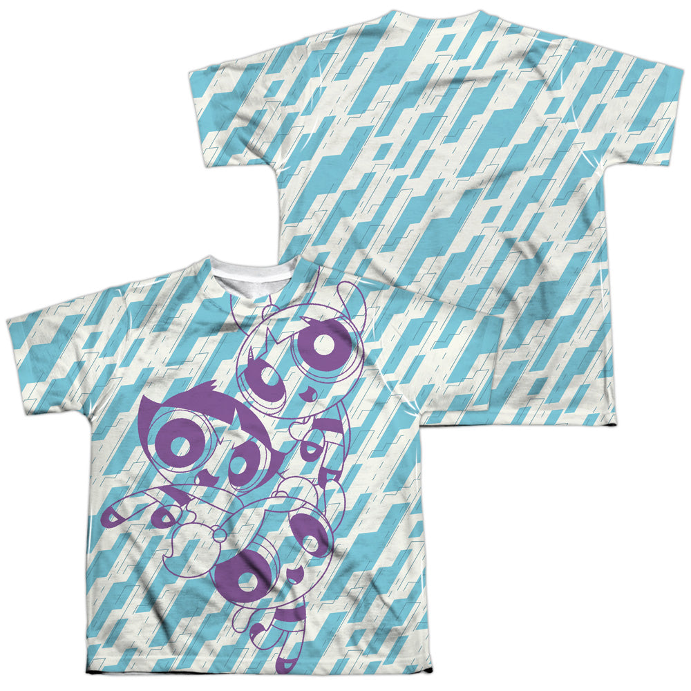 POWERPUFF GIRLS/PURPLE PATTERN (FRONT/BACK PRINT) - S/S YOUTH POLY CREW - MULTI