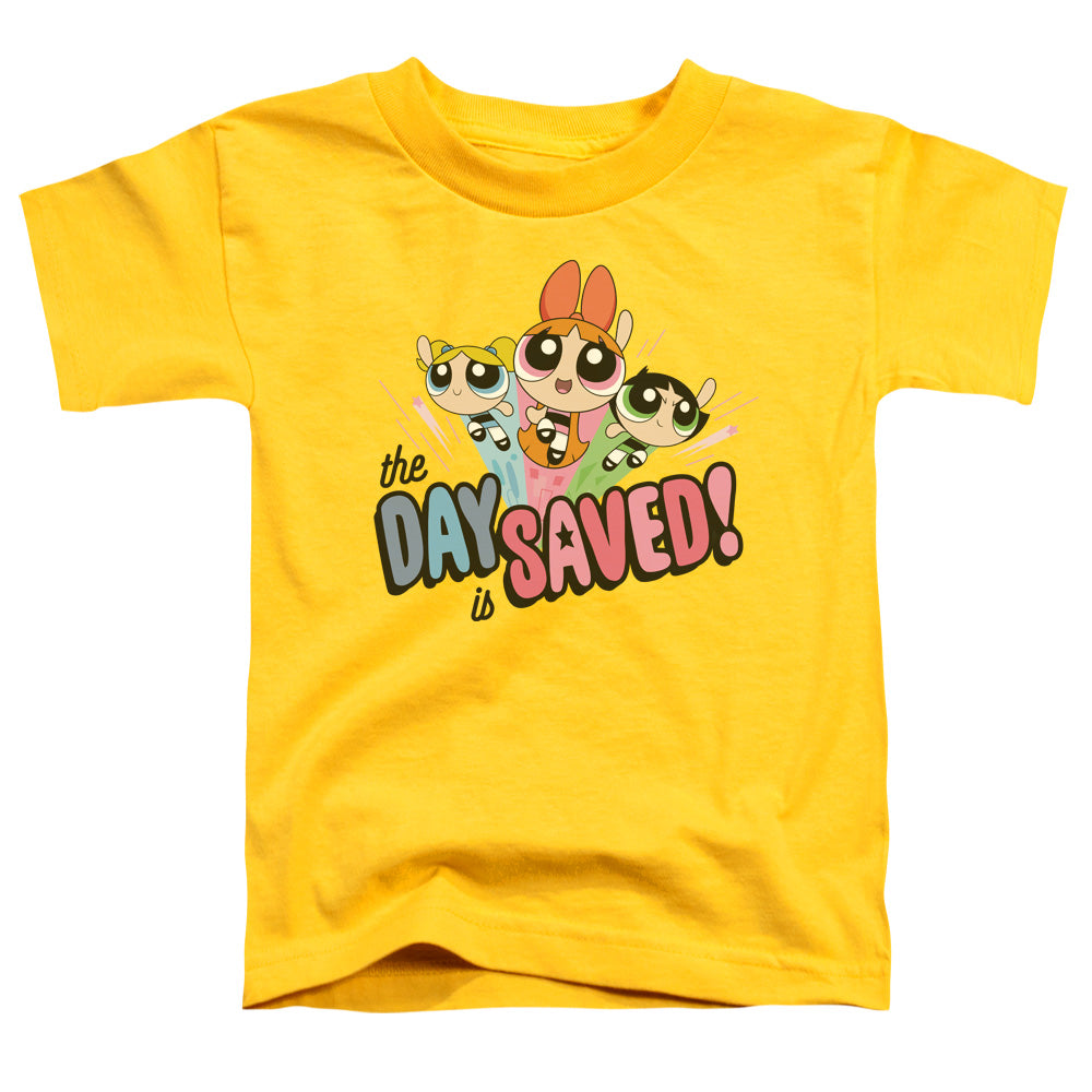 POWERPUFF GIRLS/THE DAY IS SAVED - S/S TODDLER TEE - YELLOW