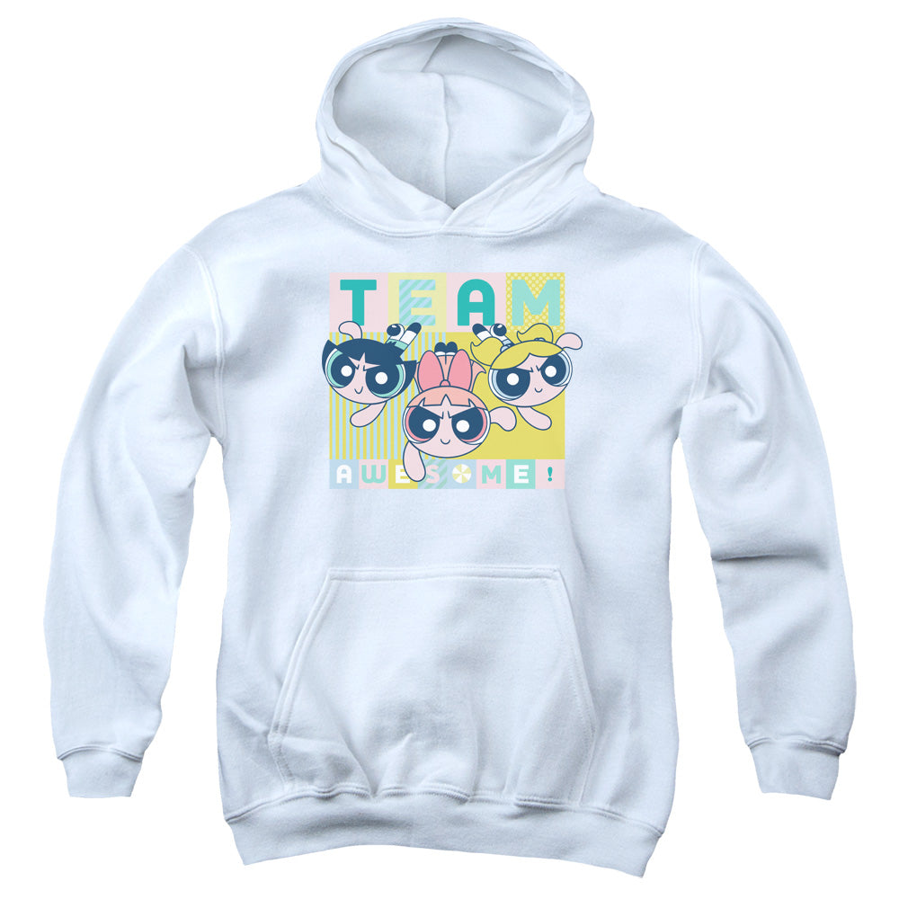 POWERPUFF GIRLS/AWESOME BLOCK - YOUTH PULLOVER HOODIE - WHITE