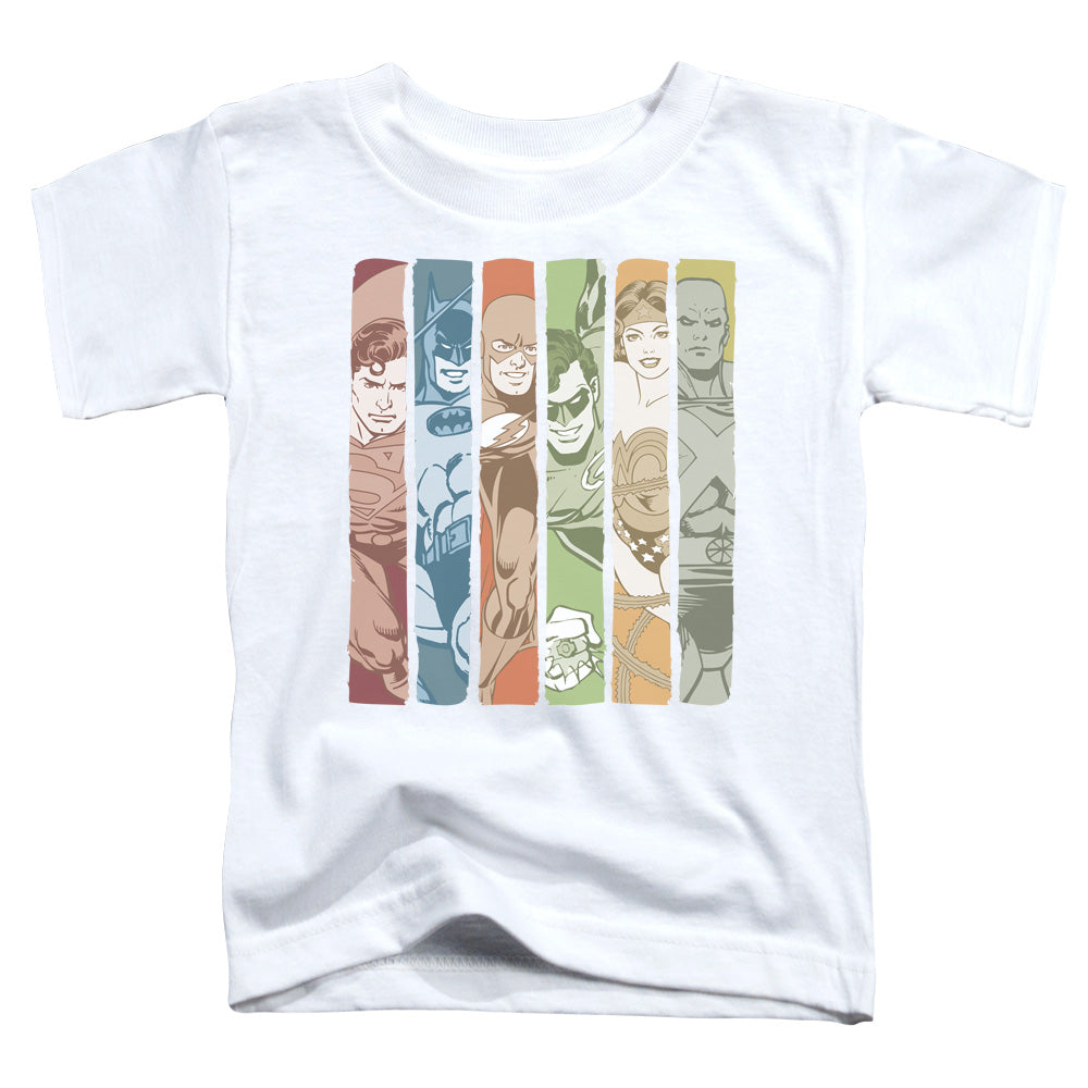 DC/JUSTICE LEAGUE COLUMNS - S/S TODDLER TEE - WHITE