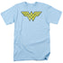 DC WONDER WOMAN/WW LOGO DISTRESSED - S/S ADULT 18/1 - LIGHT BLUE