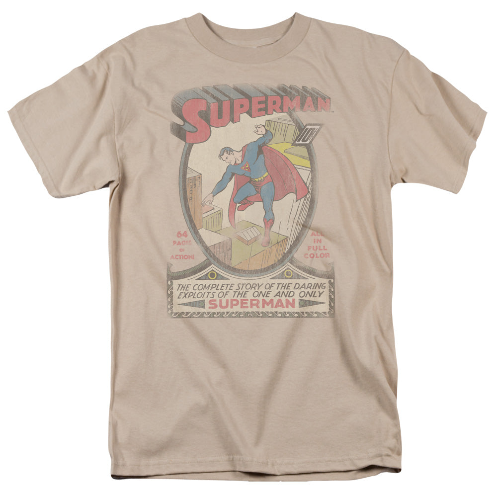 DC/SUPERMAN 1 DISTRESSED - S/S ADULT 18/1 - SAND