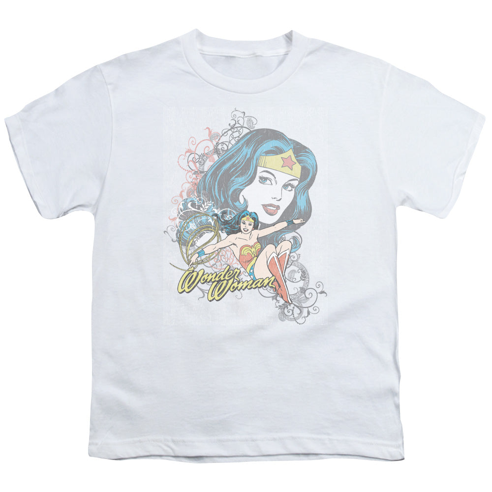 DC/WONDER SCROLL - S/S YOUTH 18/1 - WHITE