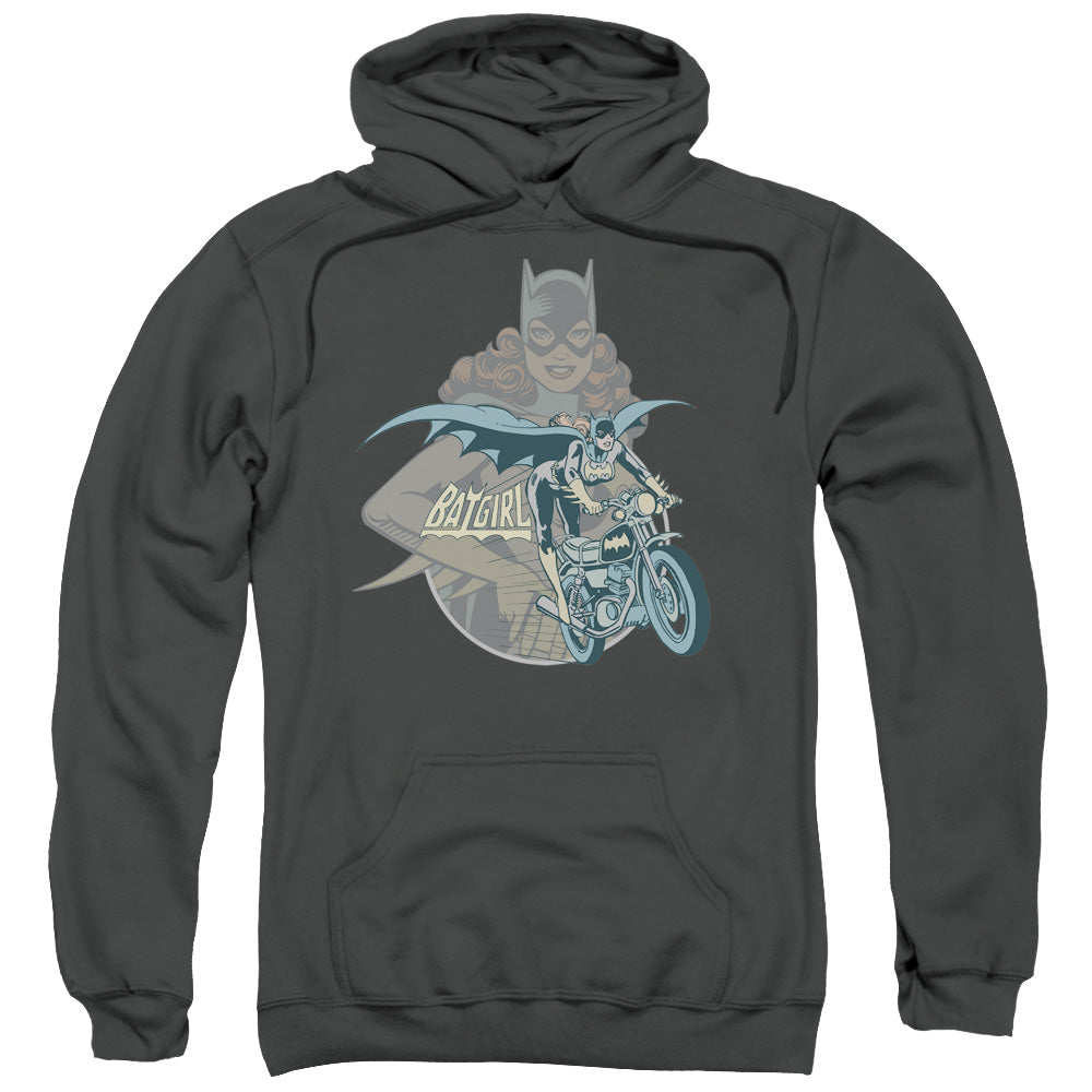 DC/BATGIRL BIKER - ADULT PULLOVER HOODIE - CHARCOAL