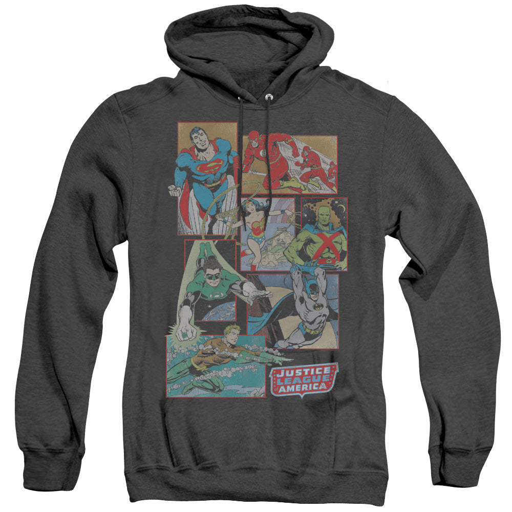 DC/JUSTICE LEAGUE BOXES - ADULT HEATHER HOODIE - BLACK