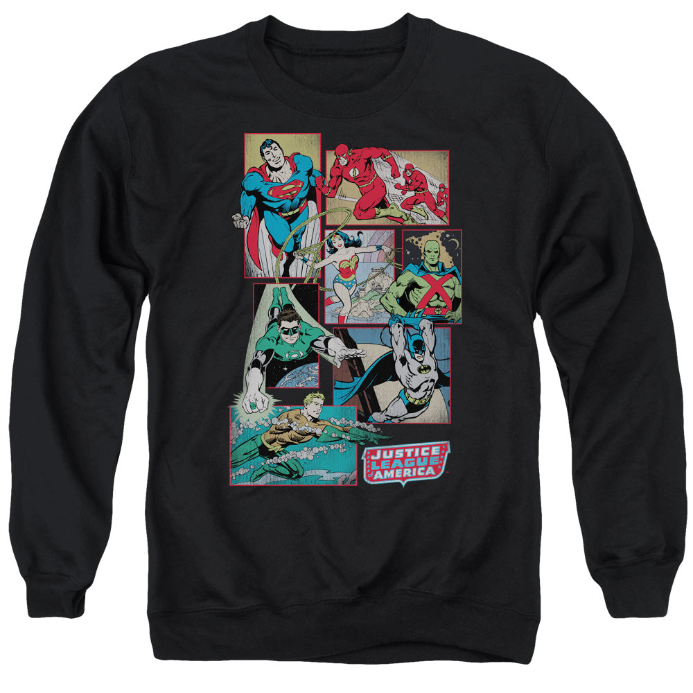 DC/JUSTICE LEAGUE BOXES - ADULT CREWNECK SWEATSHIRT - BLACK
