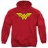 DC/WONDER WOMAN LOGO - ADULT PULLOVER HOODIE - RED